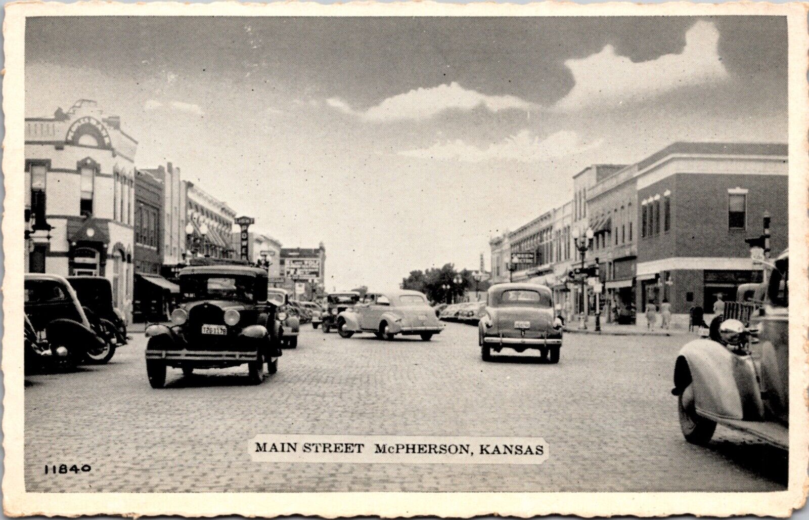 Postcard Main Street in McPherson, Kansas