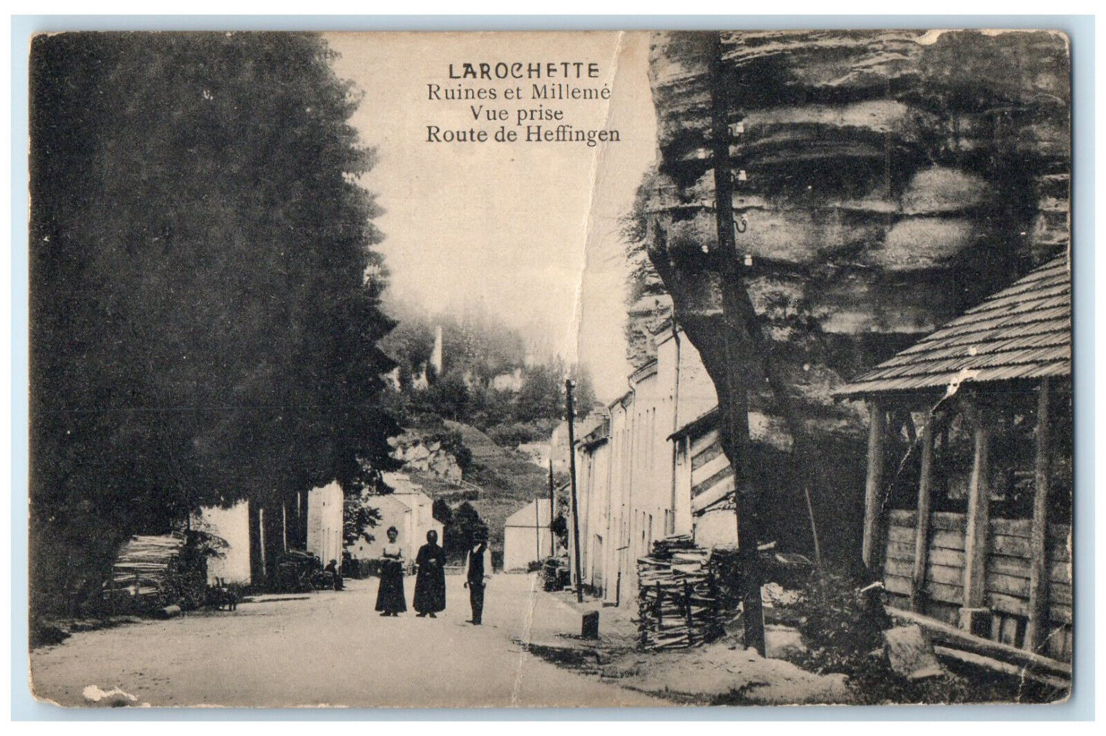 c1910 Ruins Milleme View From Heffingen Road Larochette Luxembourg Postcard