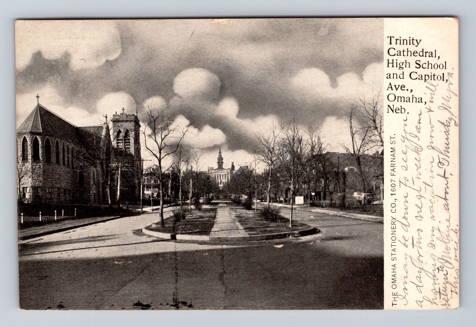 Omaha NE-Nebraska, Trinity Cathedral High School, Antique Vintage Postcard