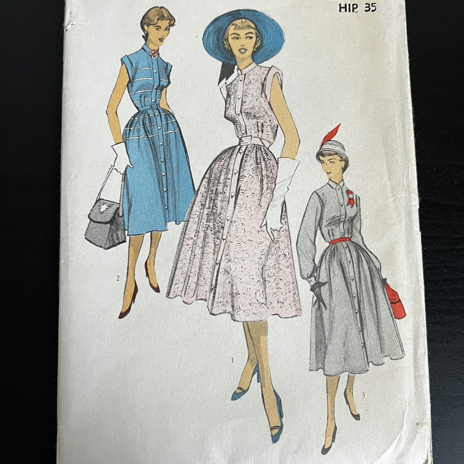 Vintage 1950s Advance 5849 Stand Up Collar Shirtdress Sewing Pattern 14 XS UNCUT