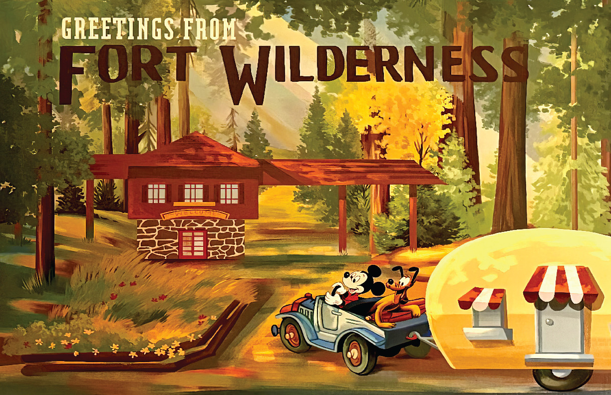 Fort Wilderness Cabins Greetings Mickey Mouse Pluto  Walt Disney World Poster