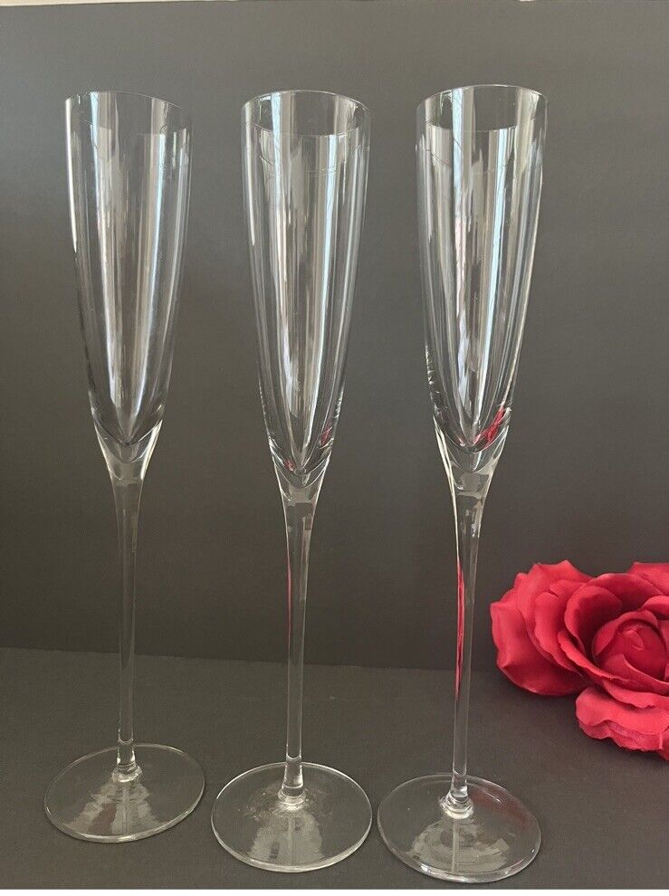 Villeroy & Bitch Champagne Flutes  Crystal.11.5”Tall  Set OF 3