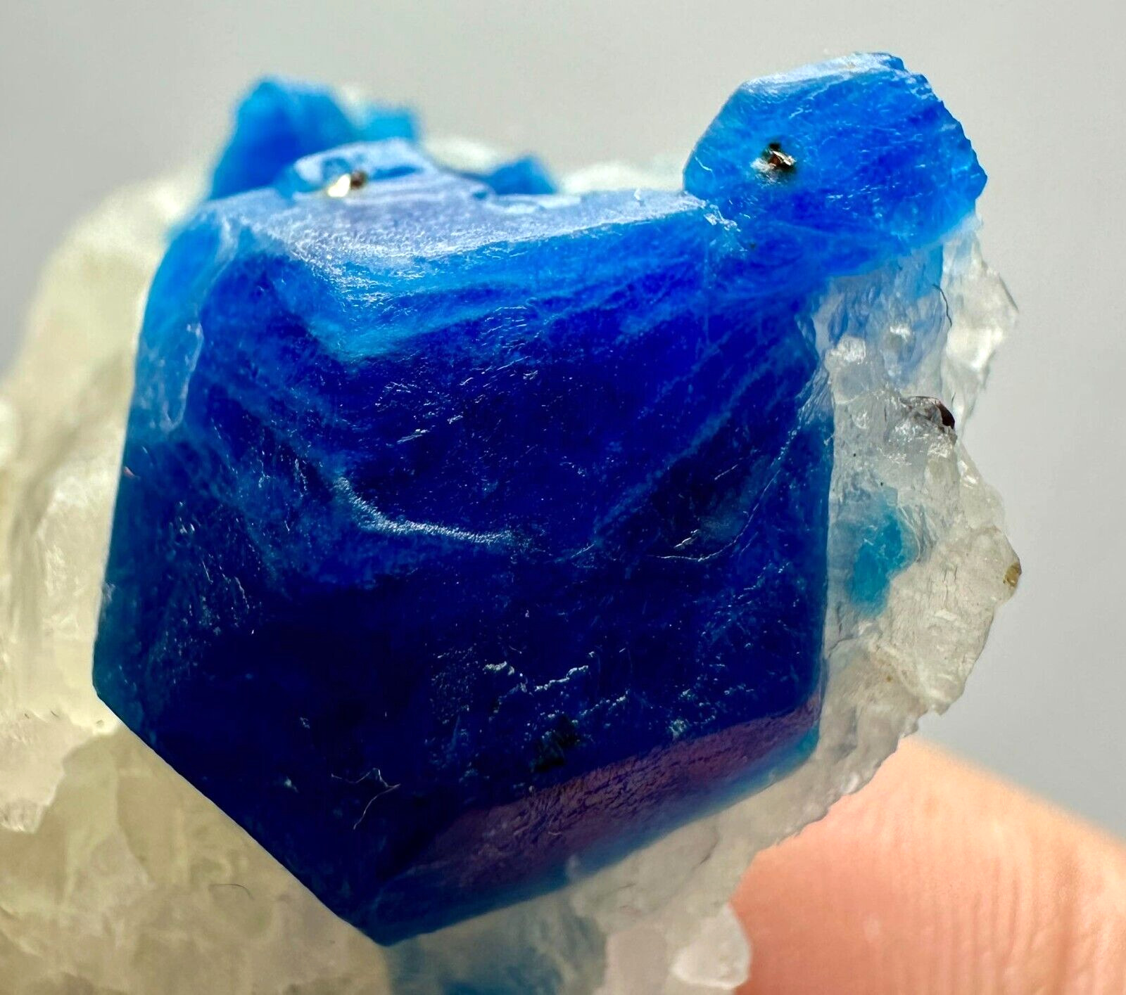 63 Carat UNUSUAL  Fluorescent Top Blue Hauyne Crystals On Calcite Matrix @Afg