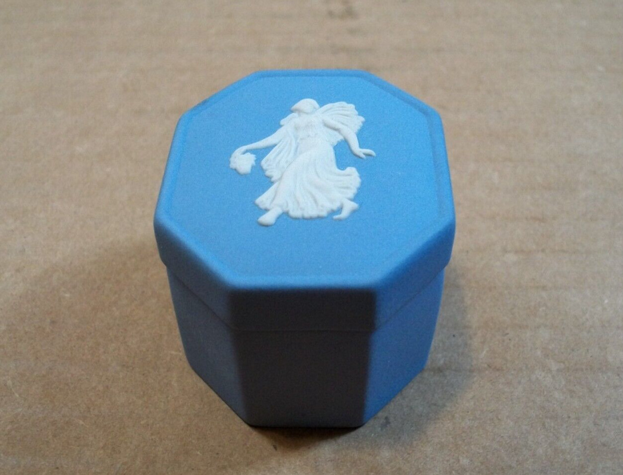 Vintage Wedgwood Blue Jasperware Trinket Box ~ *Rare Shape