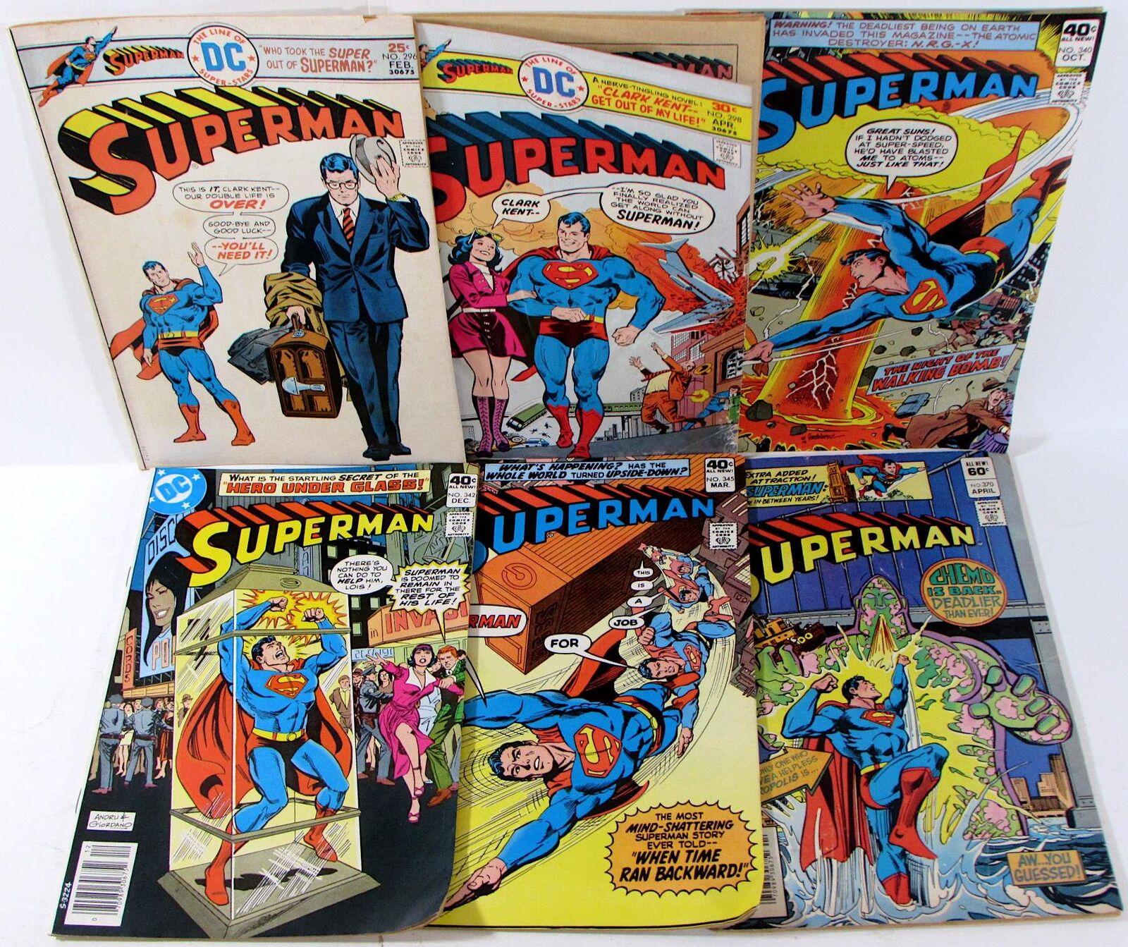 Superman Lot of 6 #296, 298, 340, 342, 342, 370 DC (1976) Comic Books