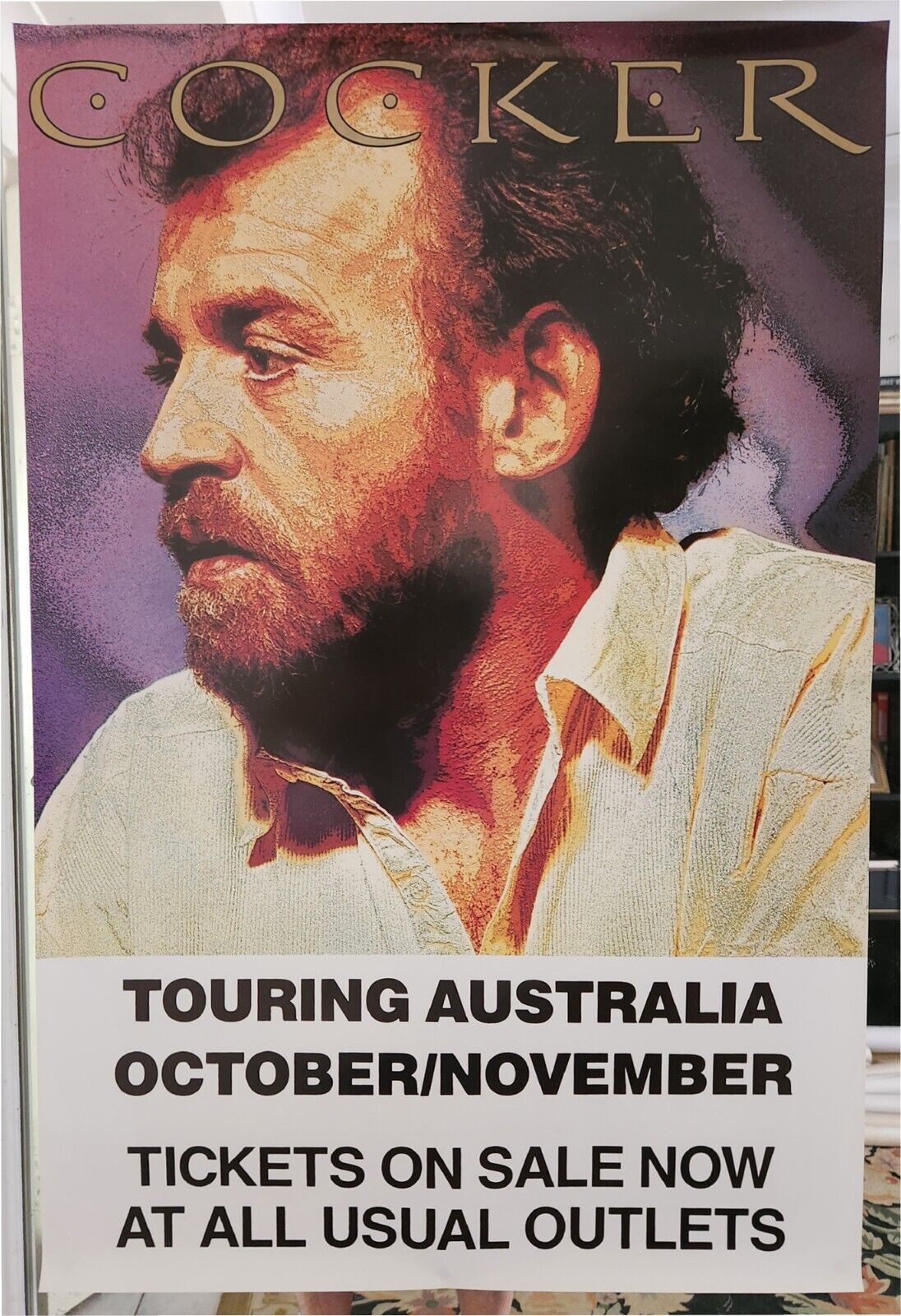JOE COCKER original 1986 AUSTRALIAN stunning concert TOUR gig POSTER