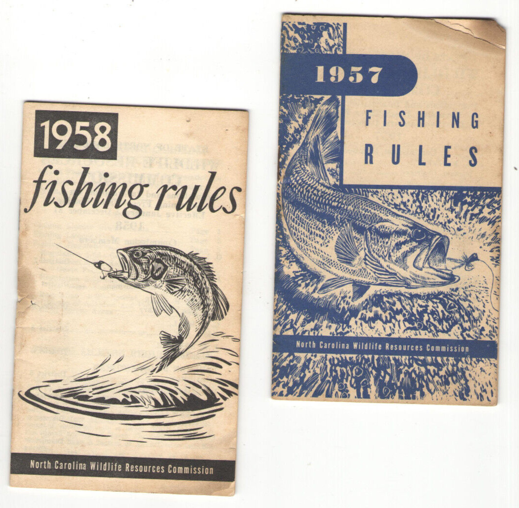 VINTAGE N.C. 1957 & 1958 FISHING RULES BOOKLETS  FEES/REGULATIONS/ACCESS AREAS