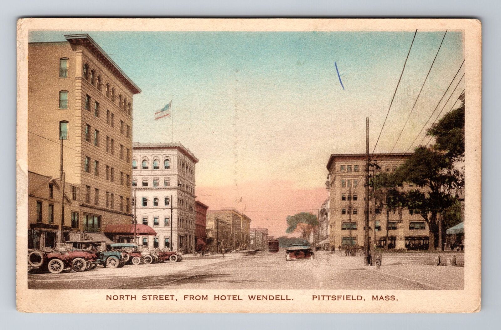 Pittsfield MA-Massachusetts, North Street From Hotel Wendell, Vintage Postcard