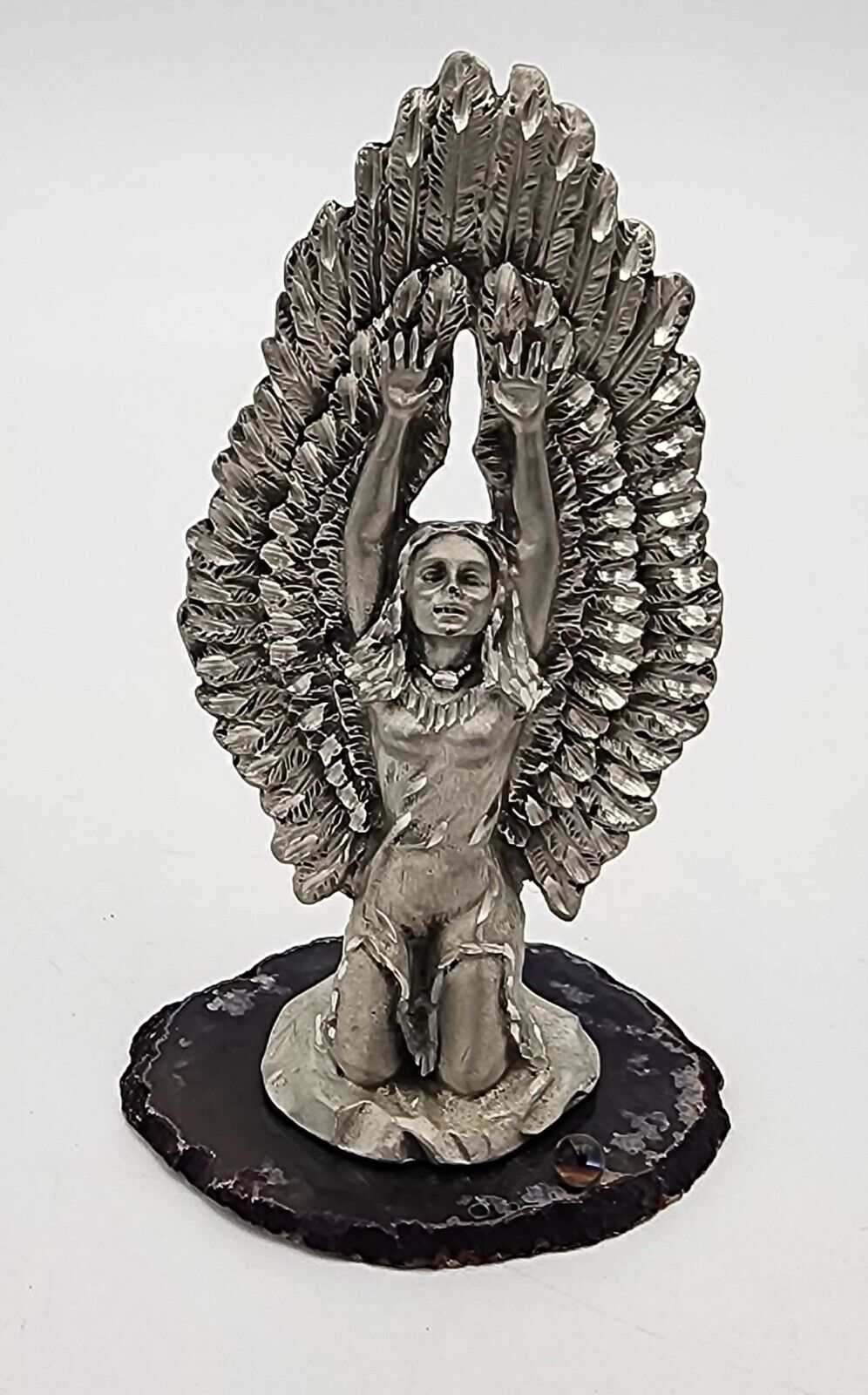 Vintage Native American Woman Statue Made Of Pewter