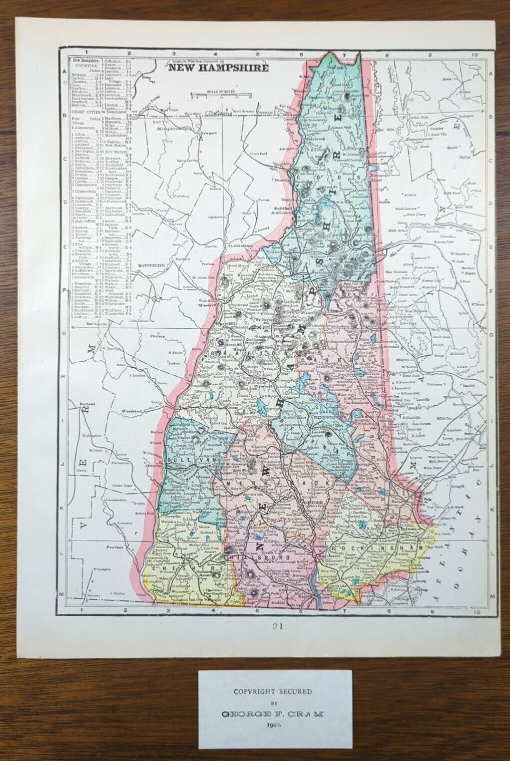 Vintage 1902 NEW HAMPSHIRE Map 11