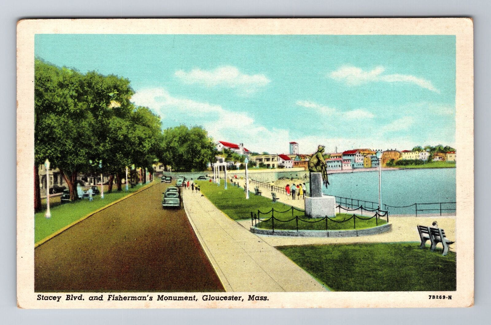 Gloucester MA-Massachusetts, Stacy Boulevard, Antique, Vintage Souvenir Postcard