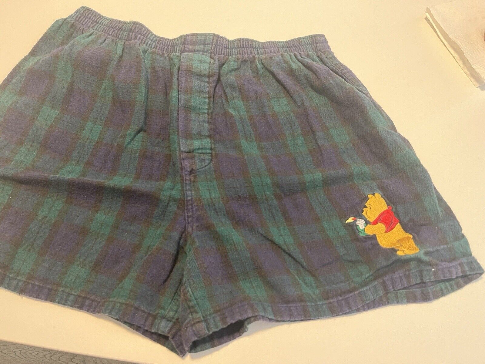 Vintage Disney Store Plaid Boxer Shorts Medium Winnie the Pooh