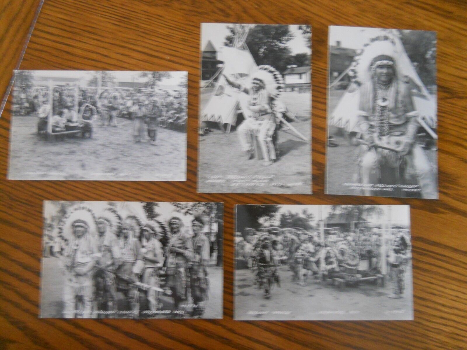 RPPC Post Cards (5) CHIPPEWA OJIBWE INDIANS HAYWARD WIS CHIEFS POW WOW DANCE