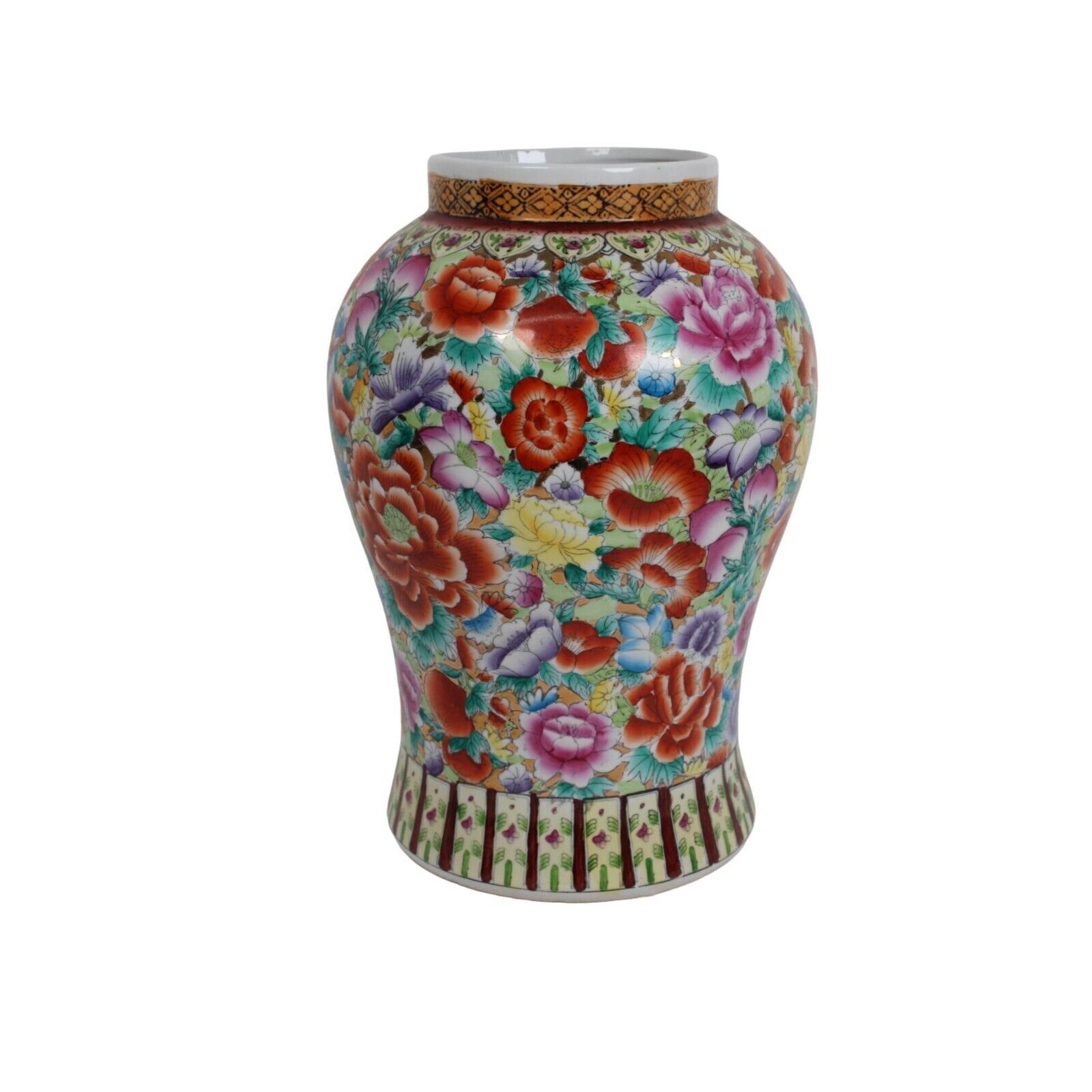 Large Vintage Made In China Porcelain Floral Pattern Vase Lamp Base