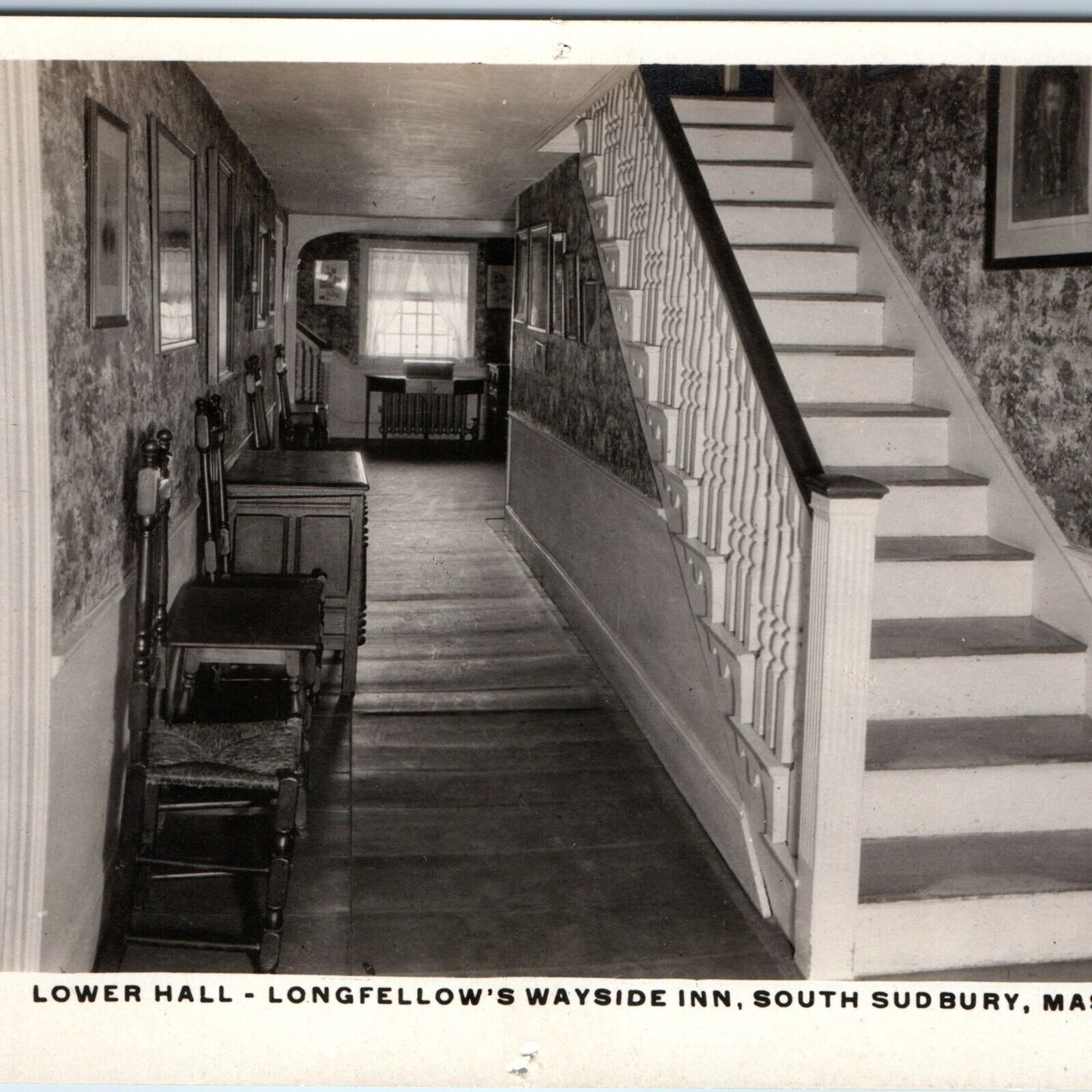 c1930s Sudbury Mass Hall Interior RPPC Longfellows Wayside Inn Hotel Photo A259