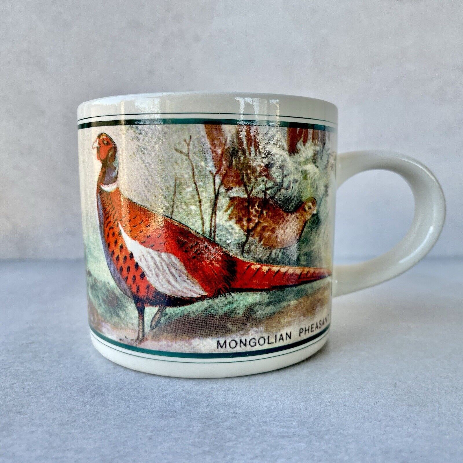 Vintage Mongolian Pheasant Coffee Mug Tea Cup Korea Gift Birder Bird Lover