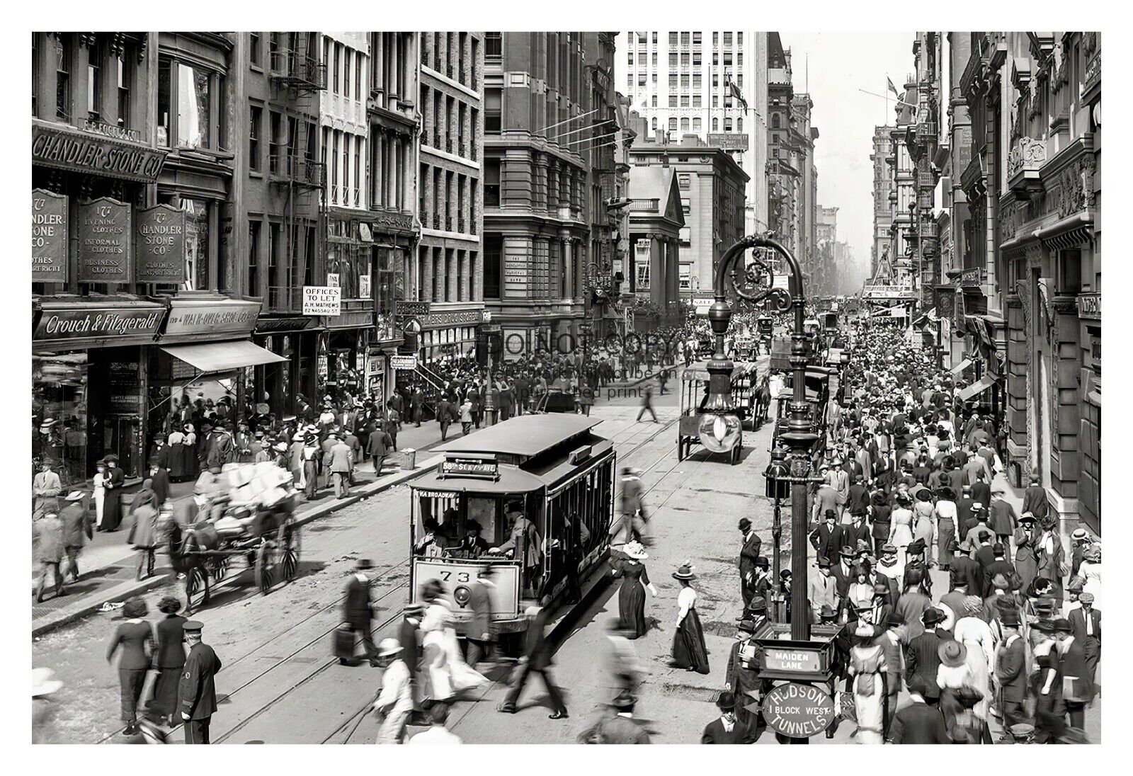 BROADWAY NEW YORK BUSY STEET SCENE 1912 4X6 B&W PHOTO