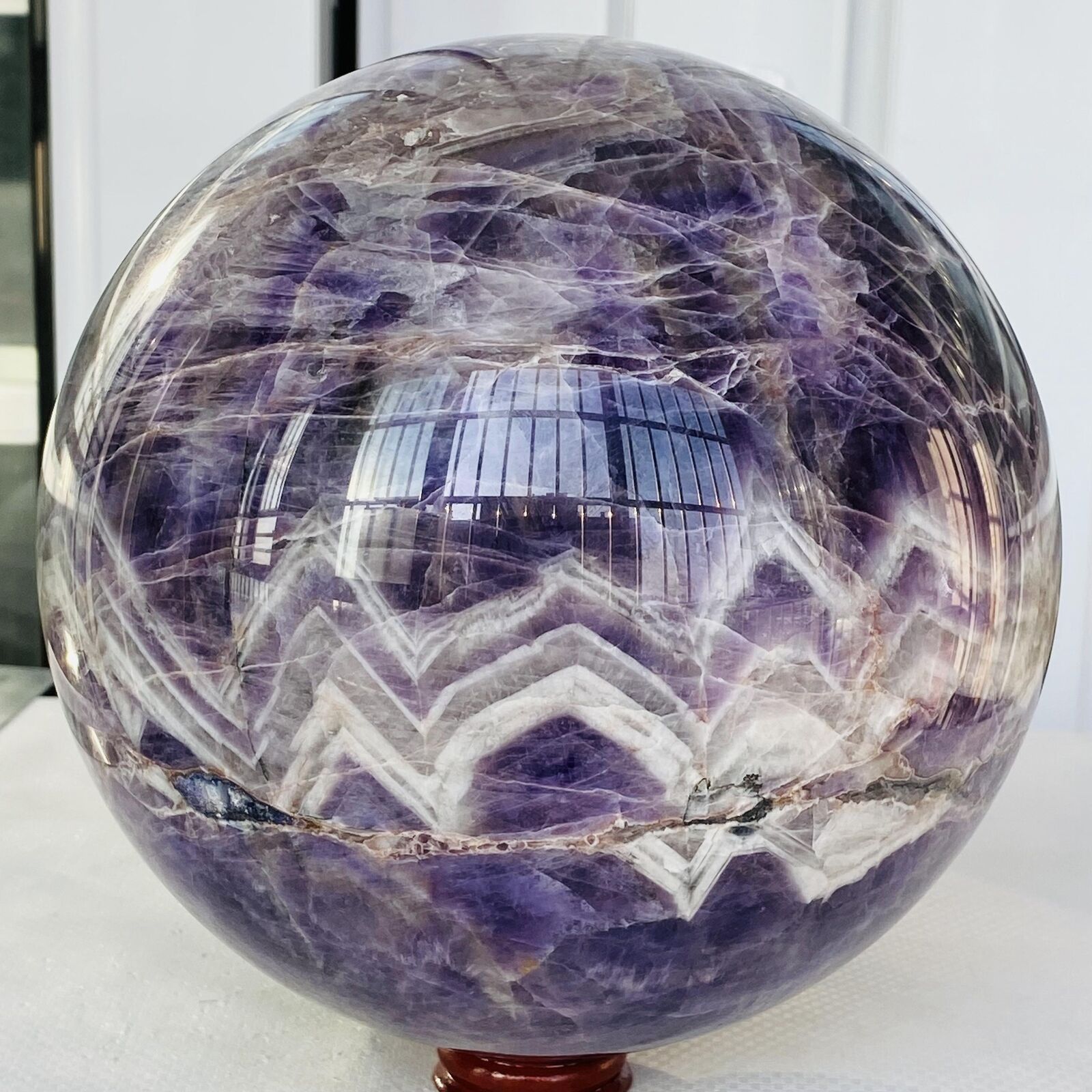 6340g Natural Dream Amethyst Quartz Crystal Sphere Ball Healing