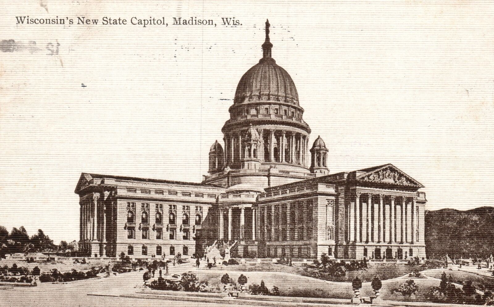 Vintage Postcard 1910's Wisconsin's New State Capitol Building Madison Wisconsin