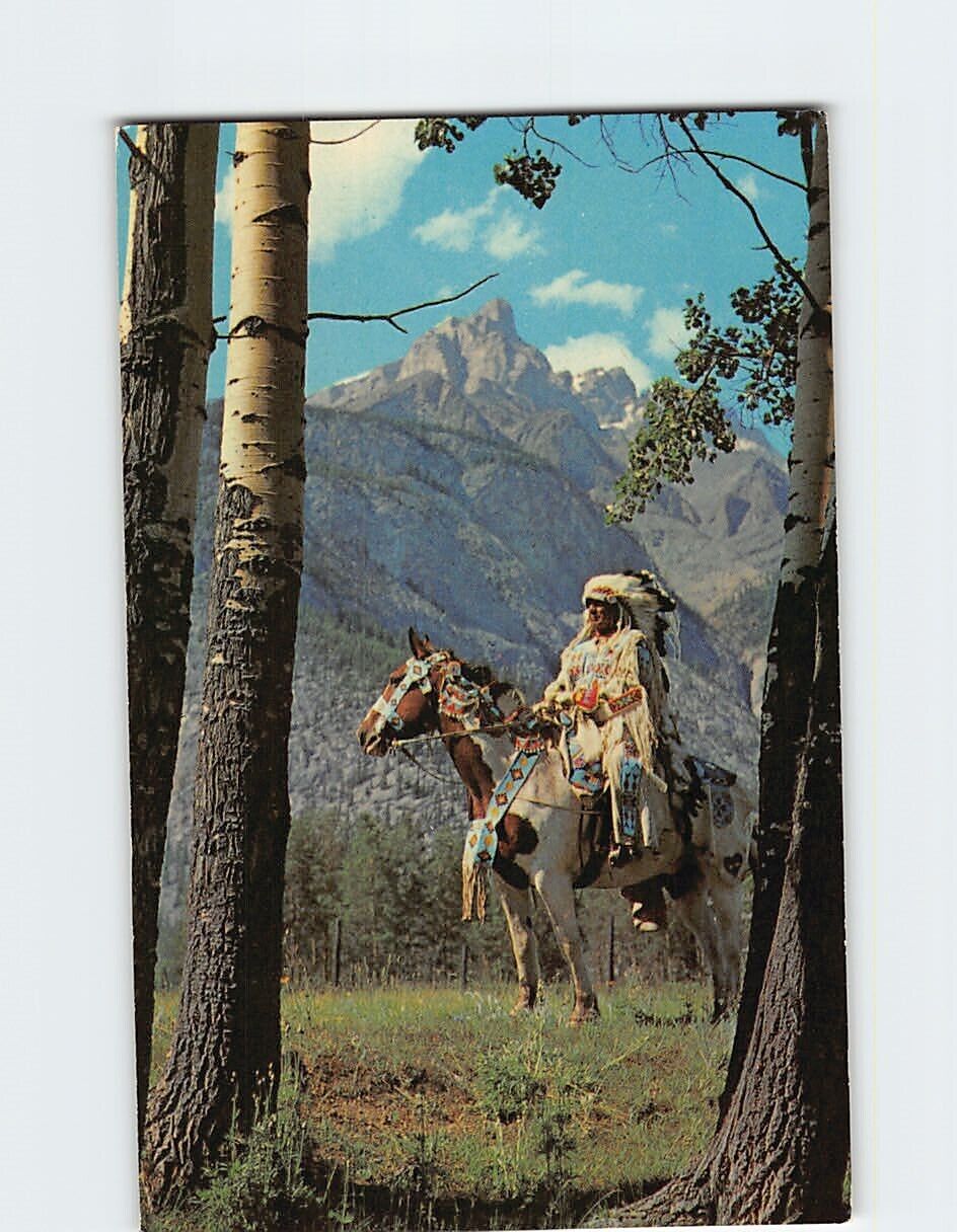 Postcard Canadian First Nation on a Horse