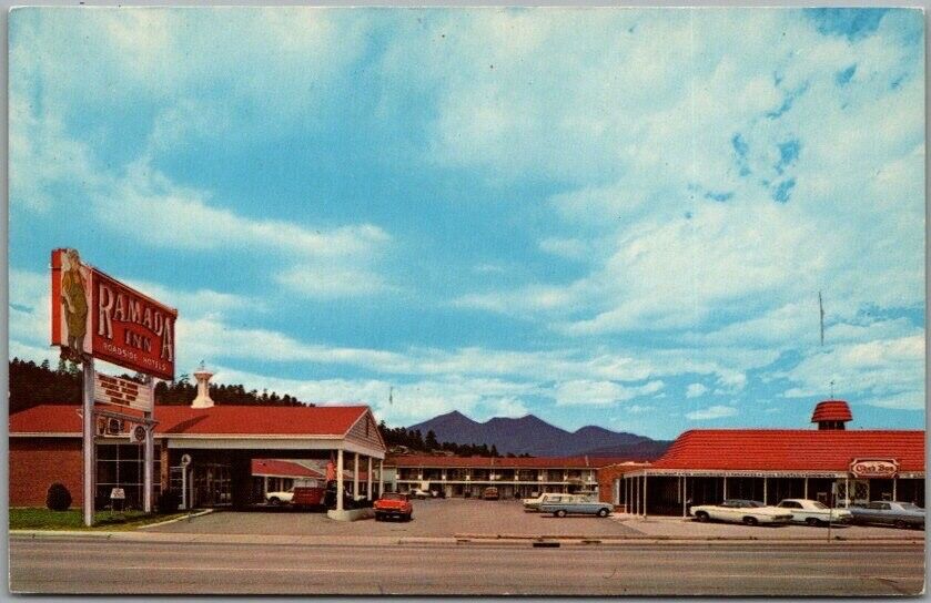 Vintage 1970s Flagstaff, Arizona Postcard THE RAMADA INN Highway 66 Roadside