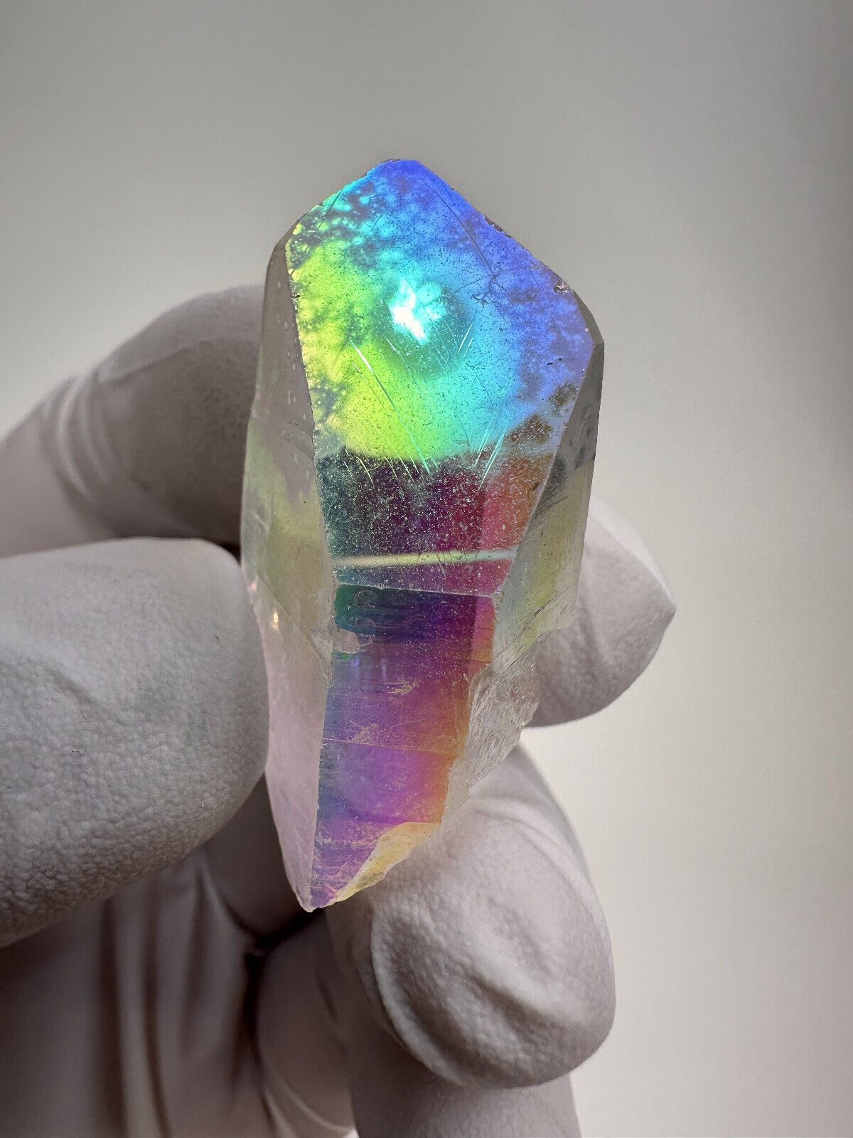 Rare Beautiful Clear Angel / Opal Aura Arkansas Quartz Crystal Lemurian Point