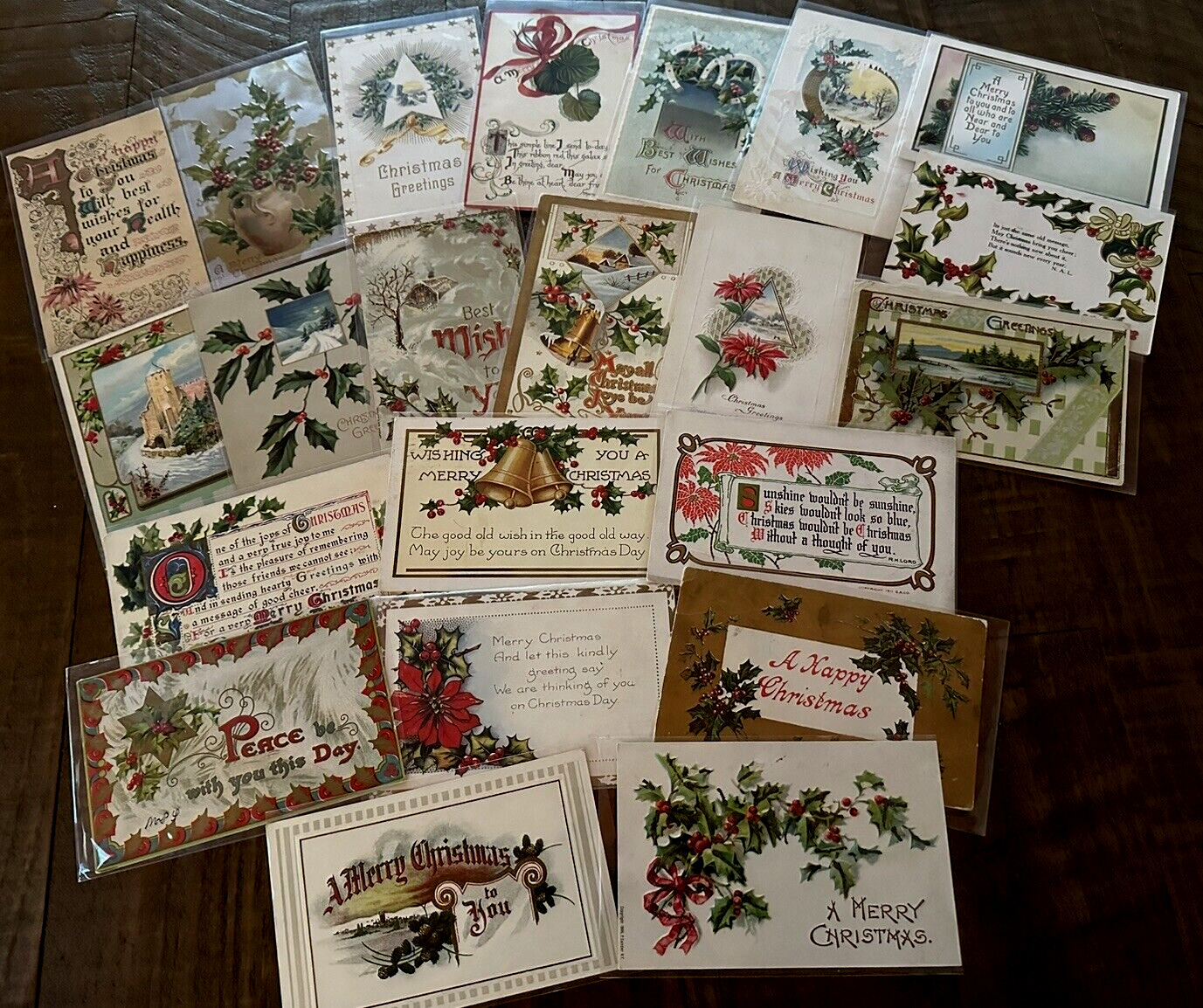 Lot of 22 ~Vintage Antique ~Christmas Postcards~Early 1900's~ in Sleeves~k692