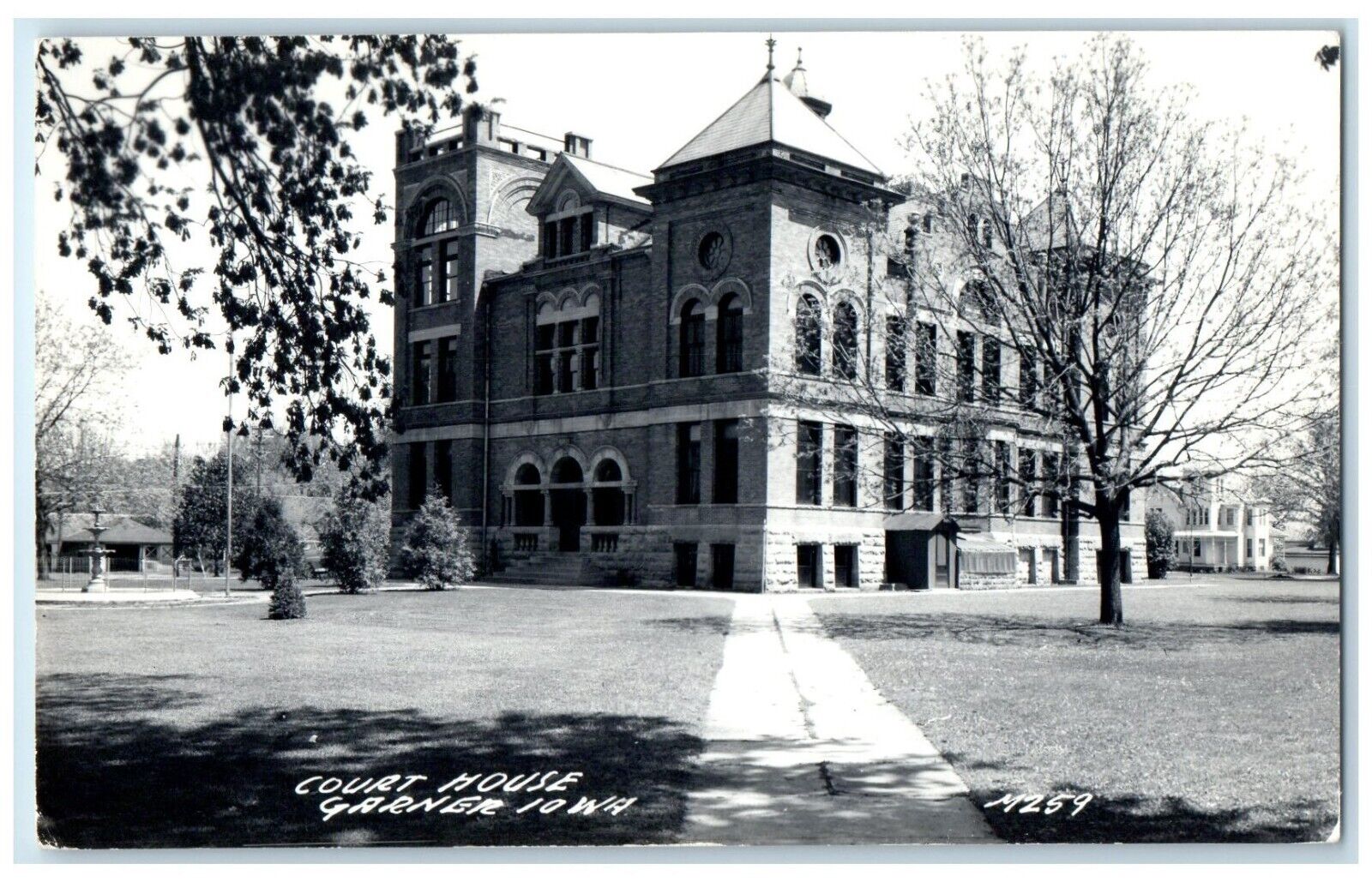 c1940's Court House Building Hancock County Garner Iowa IA RPPC Photo Postcard