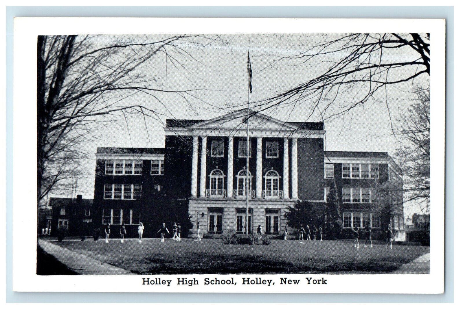 c1960s Girls Standing at Holley High School, Holley, New York NY Postcard