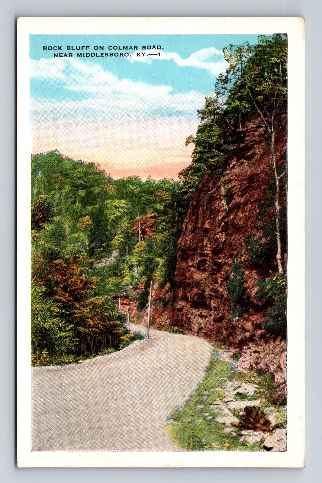 Middlesboro KY-Kentucky, Rock Bluff On Colmar Road, Antique, Vintage Postcard