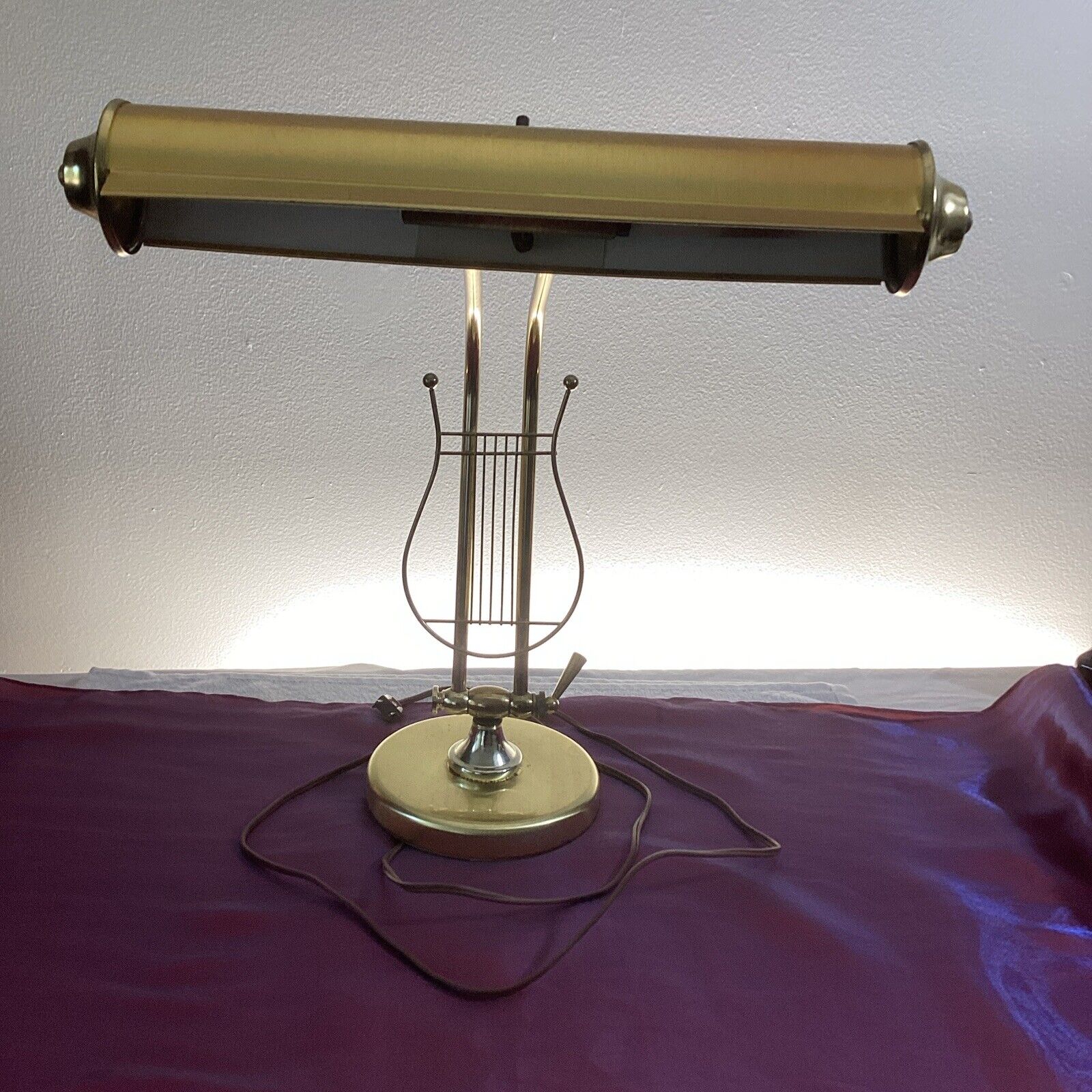 Vintage Polished Brass 18” Dual Bulb Articulated Desk / Piano Lamp TESTED WORKS