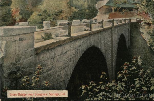 Saratoga,CA Stone Bridge,Congress Springs Santa Clara County California Postcard