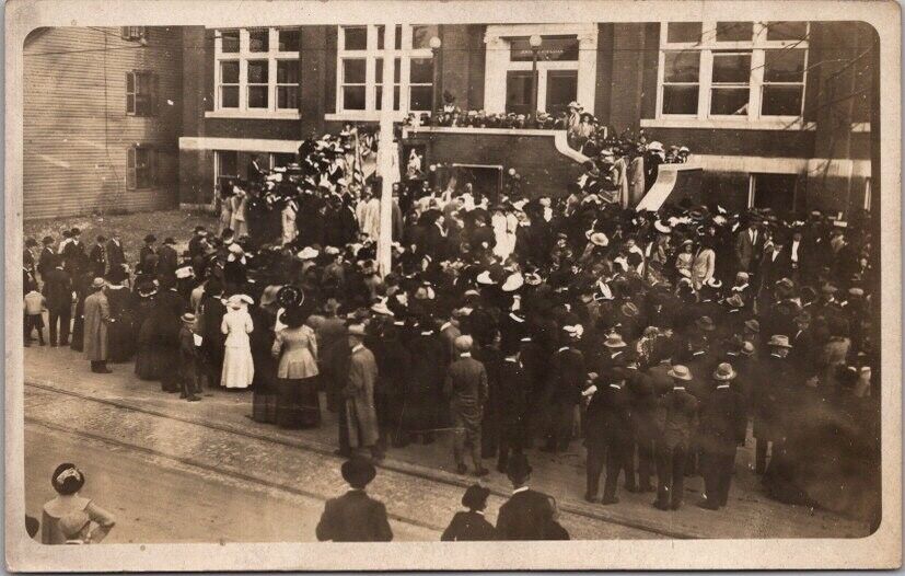 1910s RPPC Real Photo Postcard Large Crowd at 