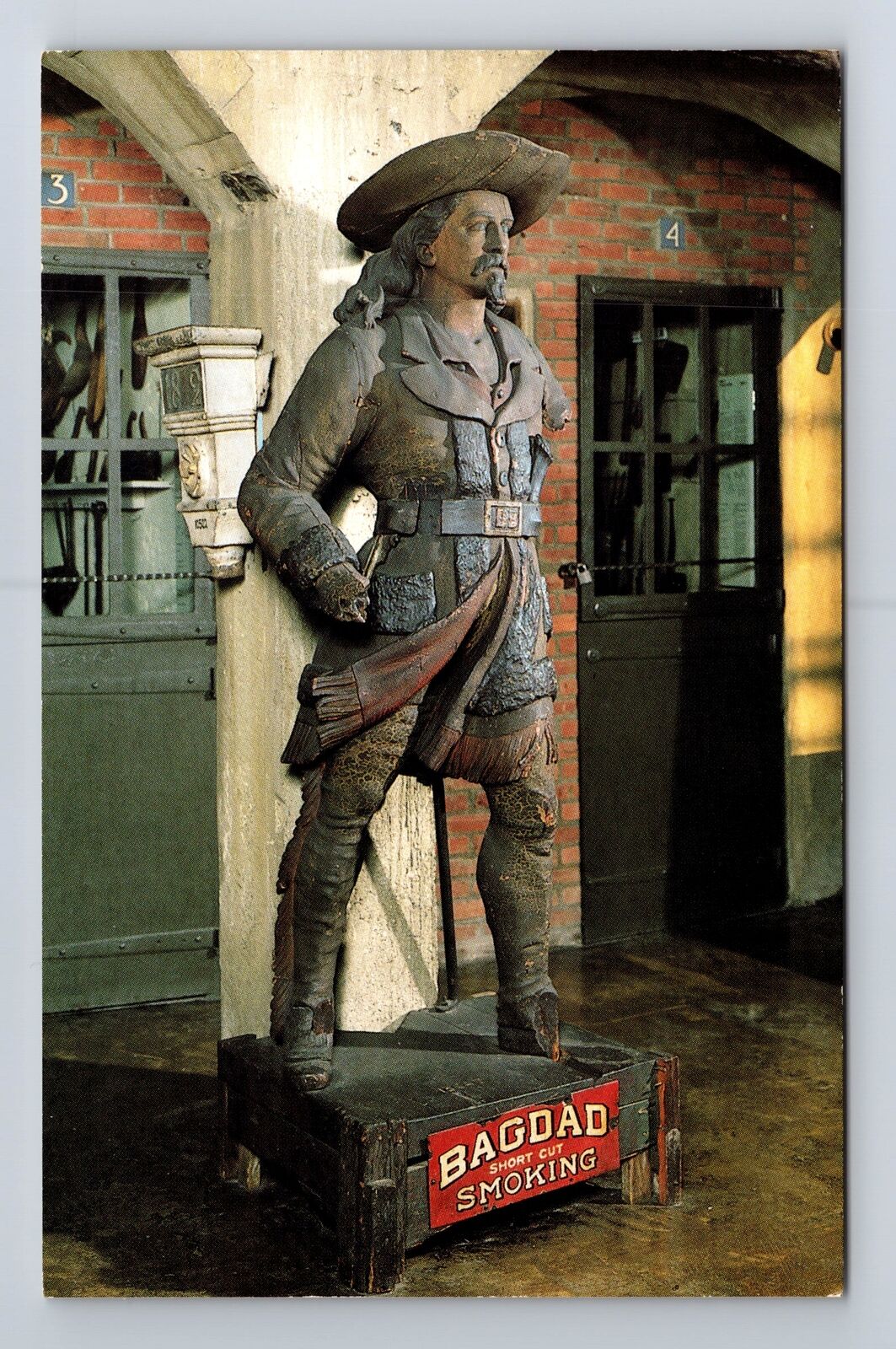 Doylestown PA-Pennsylvania, Buffalo Bill Statue, Mercer Museum Vintage Postcard