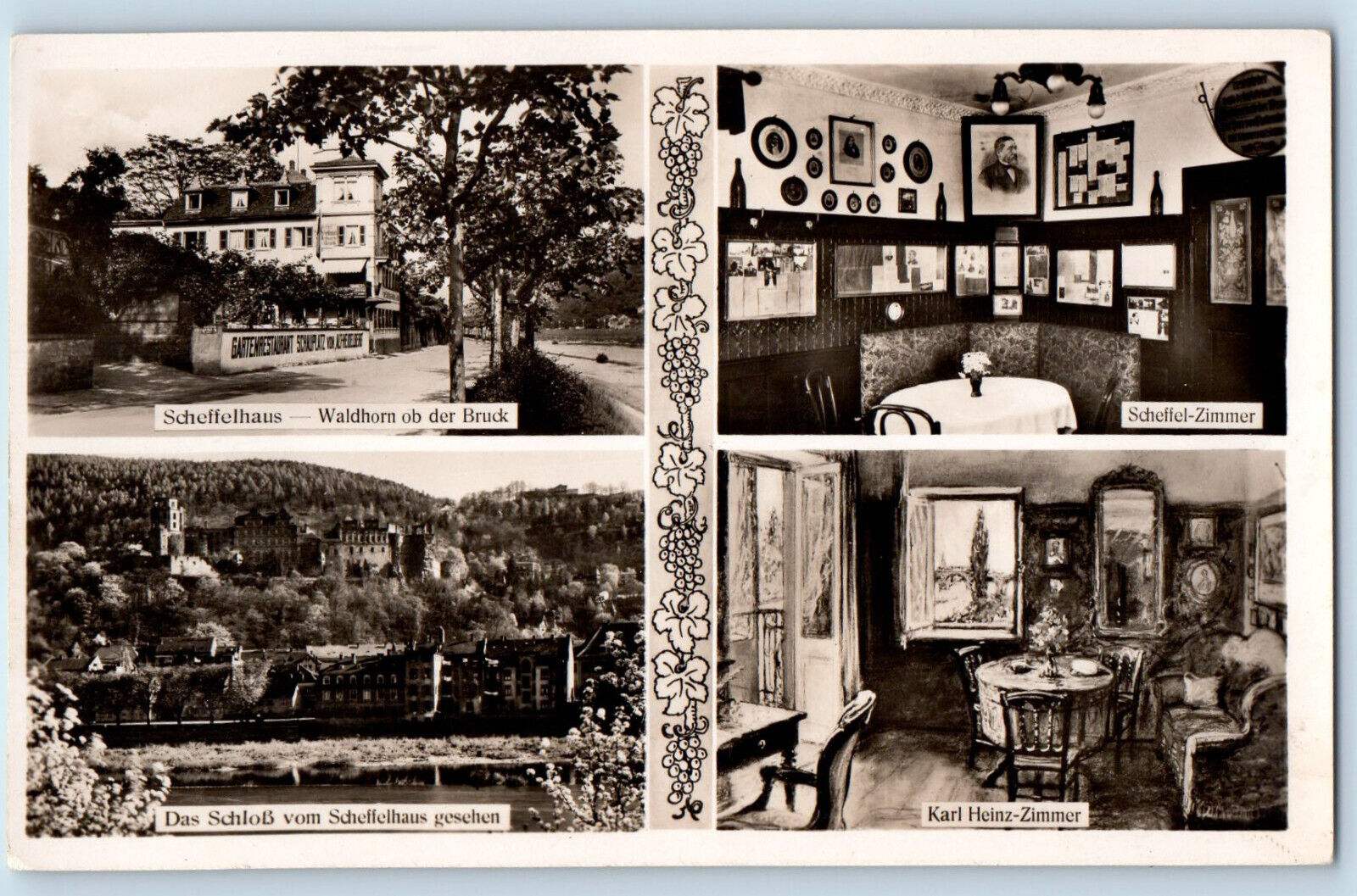 Germany Postcard Heidelberg-Hotel-Restaurant c1930's Multiview RPPC Photo