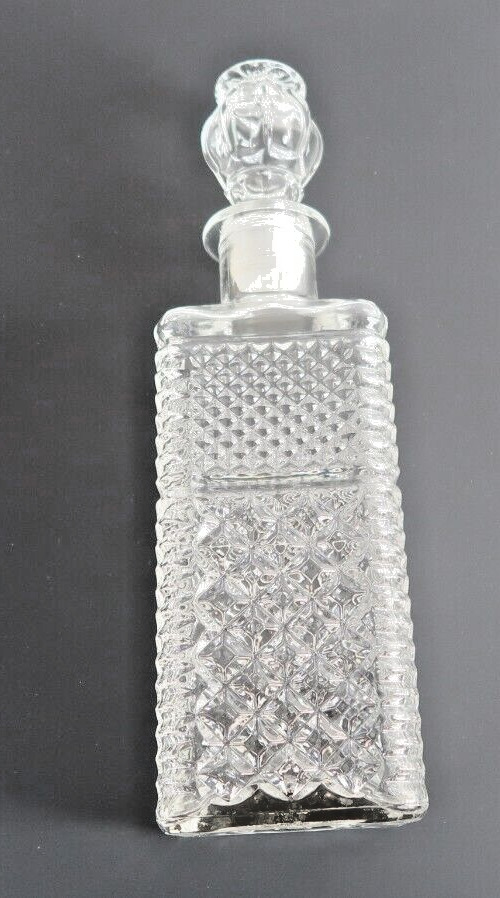Vintage Diamond Cut Glass Decanter Bar Wine Bottle W/ Stopper