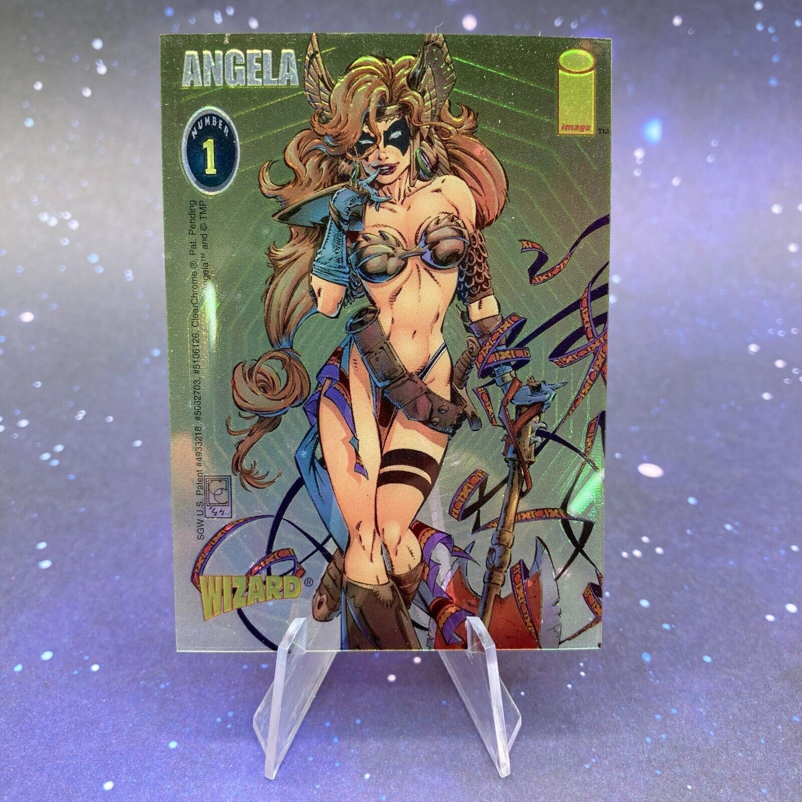 Wizard Magazine ~Angela #1~ Image Comics Promo Clear Chromium Trading Card 1994