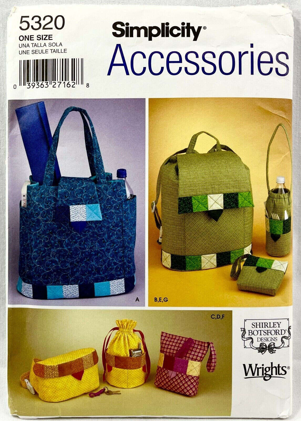 2003 Simplicity Sewing Pattern 5320 Accessories Bags Fat Quarters 7 Design 11089