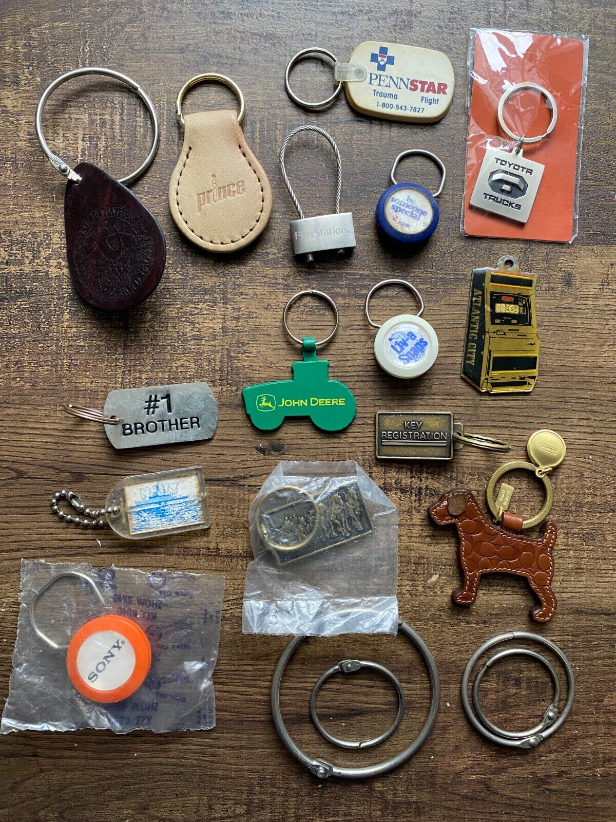 Large Lot oF Vintage Advertising Key Chains & Rings - Auto - John Deere - Sony