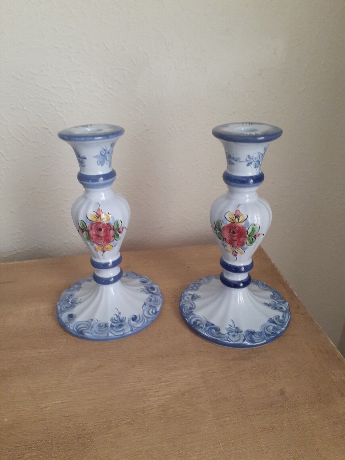 Candle Stick Holders-Vestal Hand Painted Portgual
