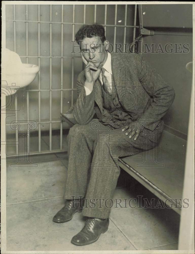 1928 Press Photo Former U.S.C. football captain in Los Angeles jail for burglary