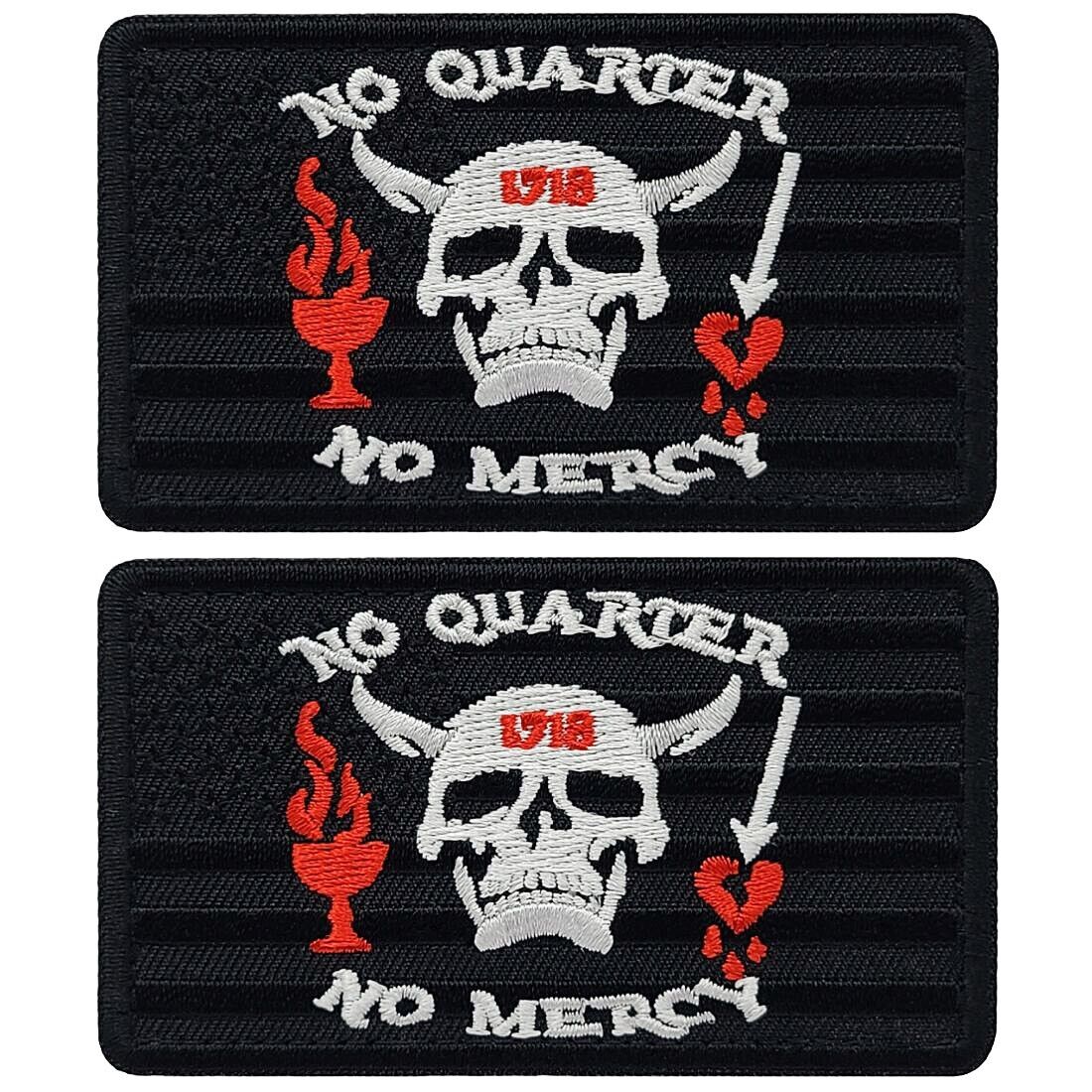 NO QUARTER NO MERCY USA FLAG BLACKBEARD TACTICAL PATCH |2PC  HOOK BACK 3.5