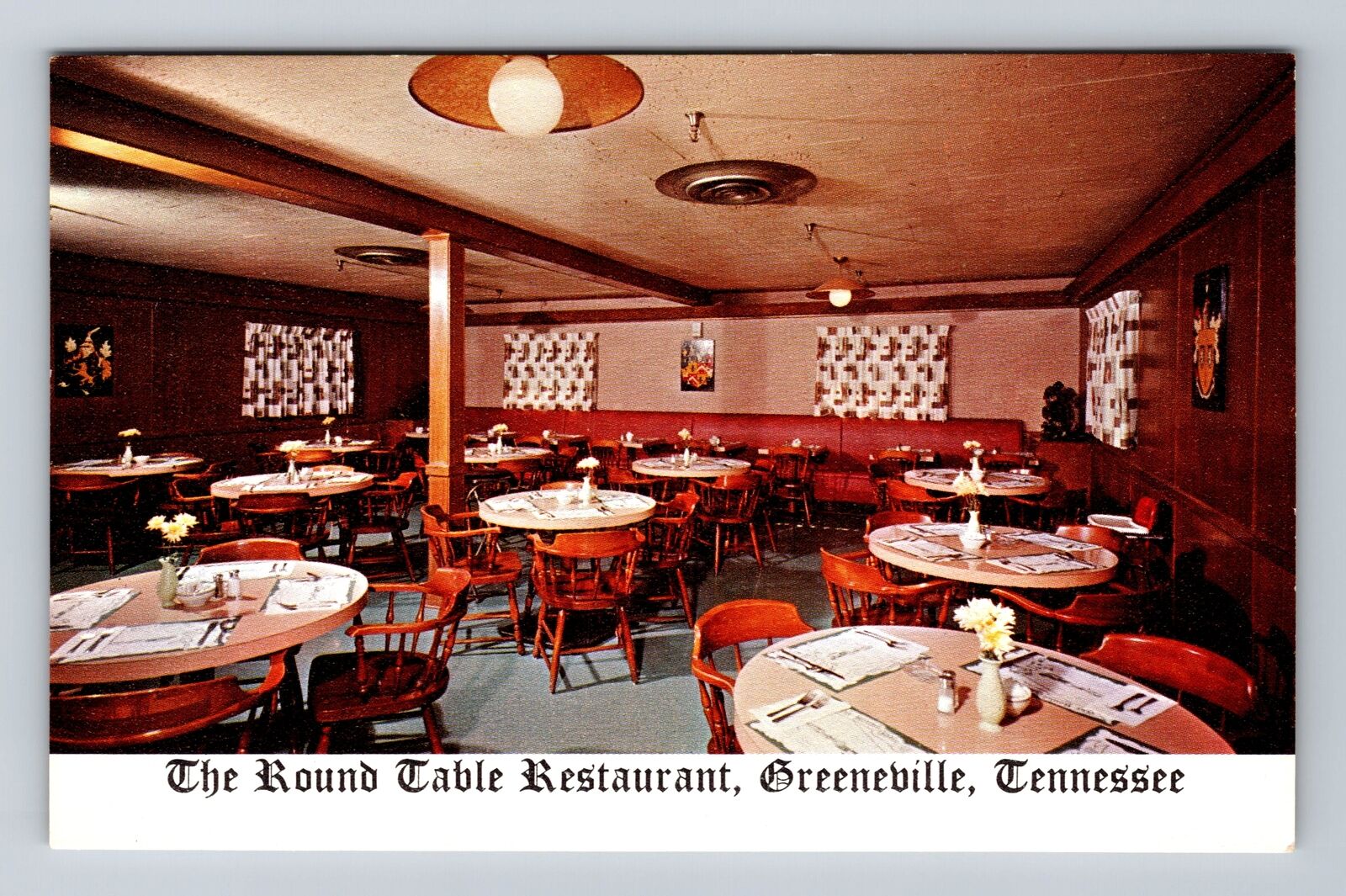 Greeneville TN-Tennessee, Round Table Restaurant, Advertising Vintage Postcard