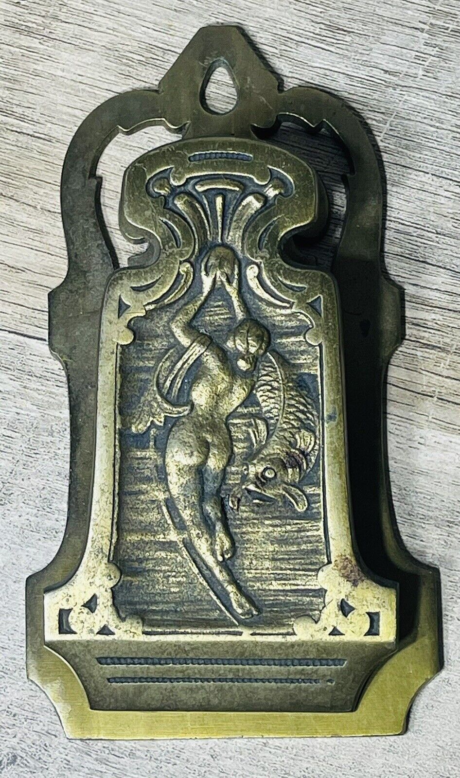 Antique Art Nouveau JUDD Cast Iron Nude Lady Fish Deco Paper Clip 5513