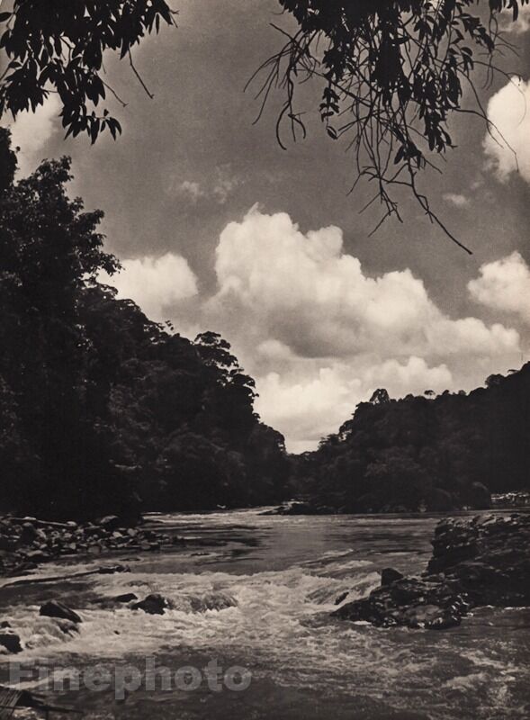 1940's Original BORNEO RIVER LANDSCAPE Sarawak Malaysia Photo Gravure, K.F. WONG