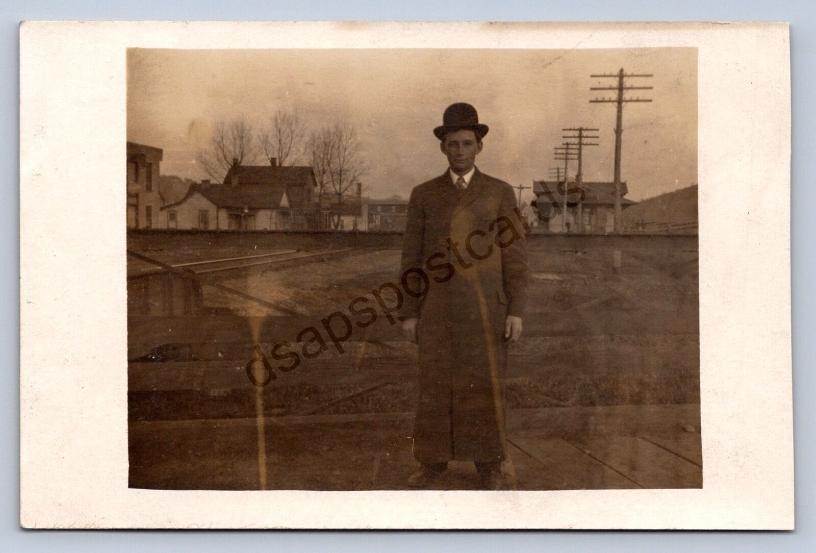 K4/ Pomeroy Ohio RPPC Postcard c1910 Meigs County Railroad Depot 508