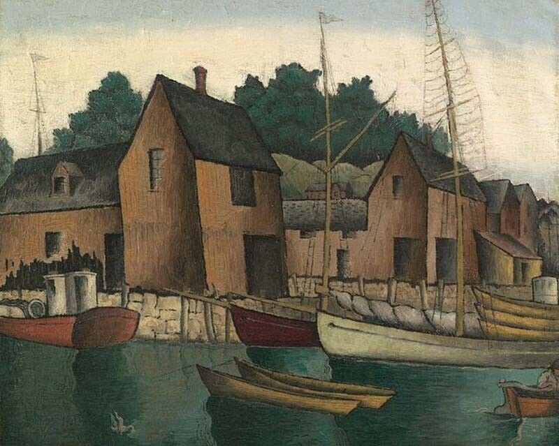 Oil painting Rockport-Harbor-Glenn-O.-Coleman-Oil-Painting cottage art landscape
