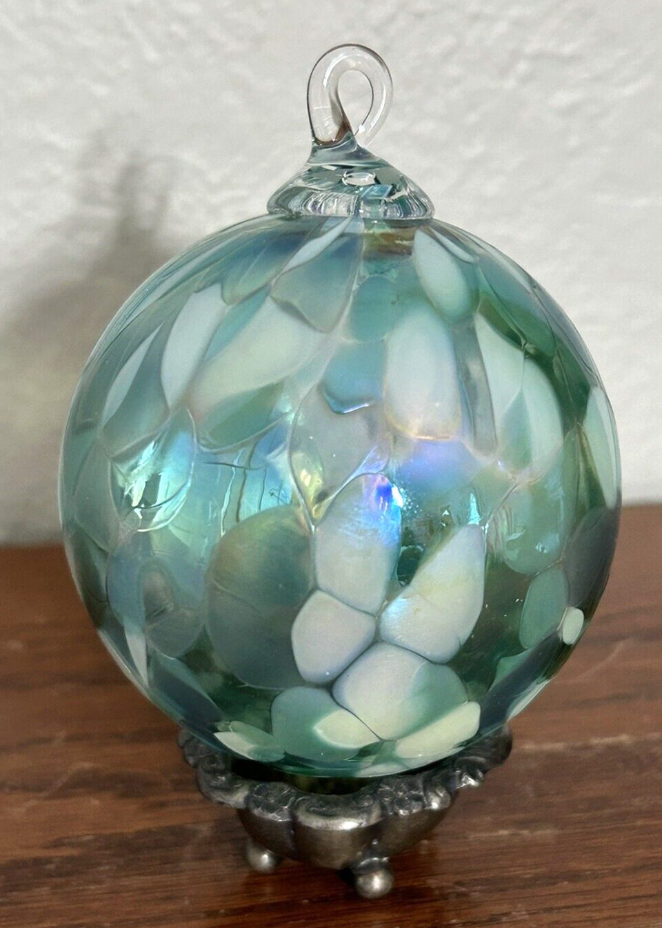 GLASS EYE STUDIO Green Aquamarine Iridescent Art Glass 3