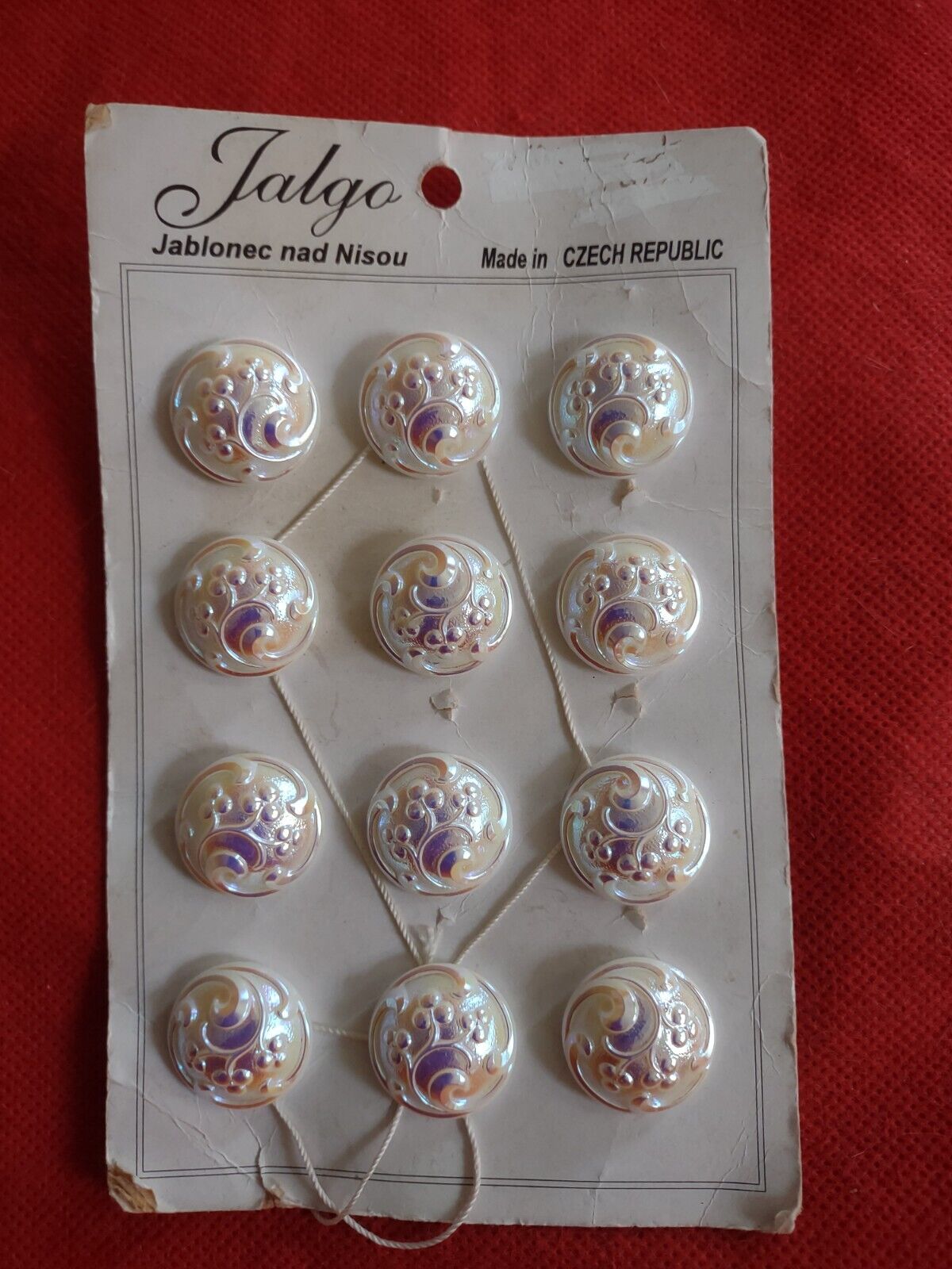 Stunning Iridescent Set of 12 Shank Buttons Made in Czech Republic 
