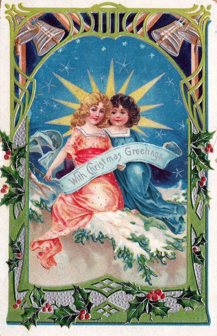CHRISTMAS - With Christmas Greetings Art Nouveau Postcard